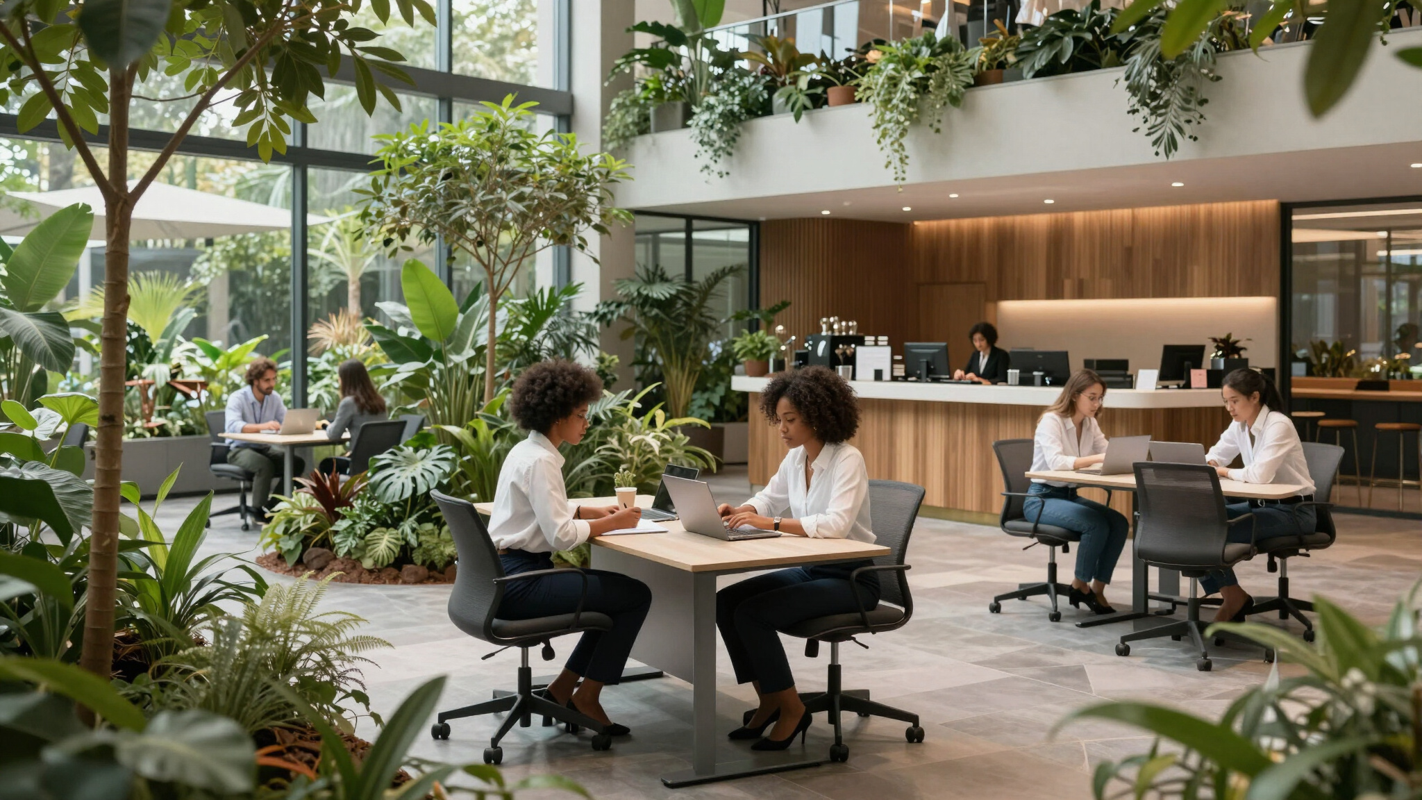 A plant-filled Green Life workspace